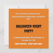 ハロウィーンスタイルスカル、こうもり、クモの巣 招待状 (裏面)