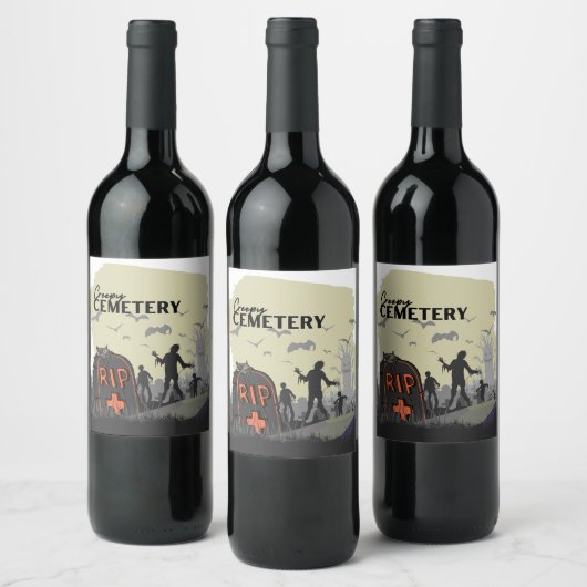 ハロウィーンスタンプコレクション「不気味な墓地」 ワインラベル (ボトル)