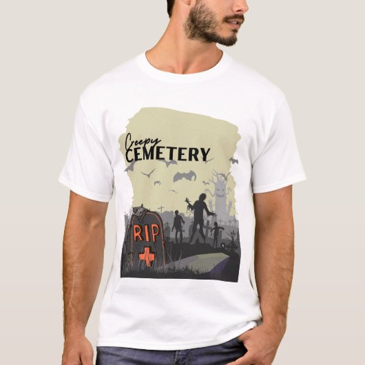 ハロウィーンスタンプコレクション「不気味な墓地」 Tシャツ (正面)