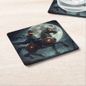 ハロウィーンスチームパンクヘッドレスホースマン スクエアペーパーコースター (アングル)