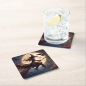 ハロウィーンスティームパンクウィッチムーンライトフライト スクエアペーパーコースター (インサイチュ)