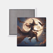 ハロウィーンスティームパンクウィッチムーンライトフライト マグネット (正面/裏面)