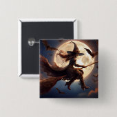 ハロウィーンスティームパンクウィッチムーンライトフライト 缶バッジ (正面&裏面)