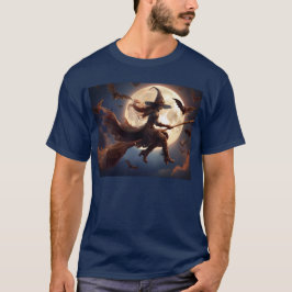ハロウィーンスティームパンクウィッチムーンライトフライト Tシャツ