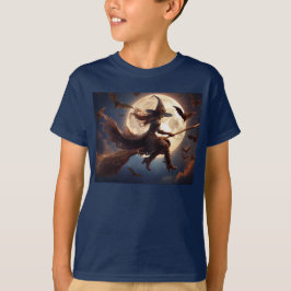 ハロウィーンスティームパンクウィッチムーンライトフライト Tシャツ
