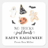 ハロウィーンステッカーを扱うトリックなし スクエアシール (正面)