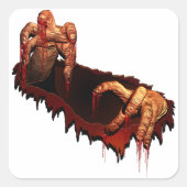 ハロウィーンステッカーパーソナライズされたゾンビステッカー スクエアシール (正面)