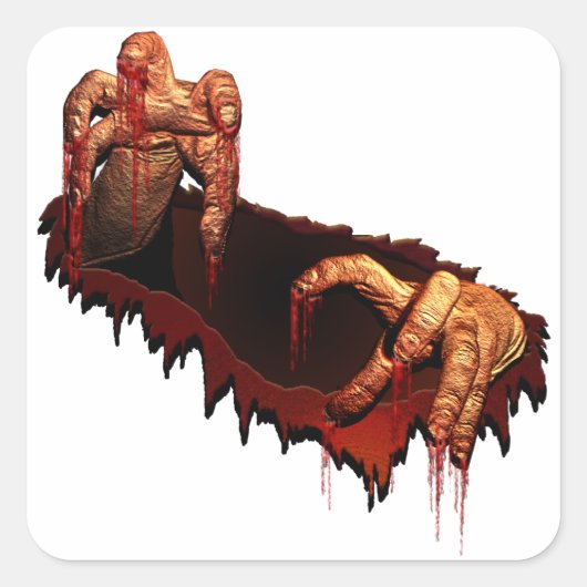 ハロウィーンステッカーパーソナライズされたゾンビステッカー スクエアシール (正面)