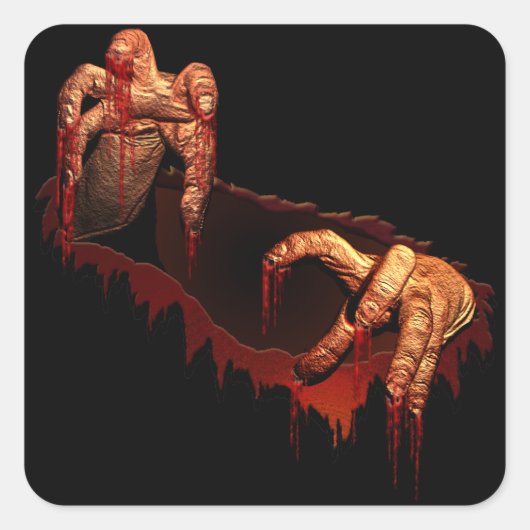 ハロウィーンステッカーパーソナライズされたゾンビステッカー スクエアシール (正面)