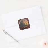 ハロウィーンステッカーヴィンテージパンプキンシーン2 スクエアシール (封筒)