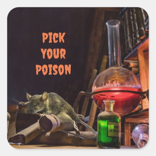 ハロウィーンステッカー、毒を選ぶ スクエアシール (正面)
