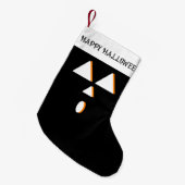 ハロウィーンストッキング |かわいい幾何学的かぼちゃの顔 スモールクリスマスストッキング (正面 (吊り時))