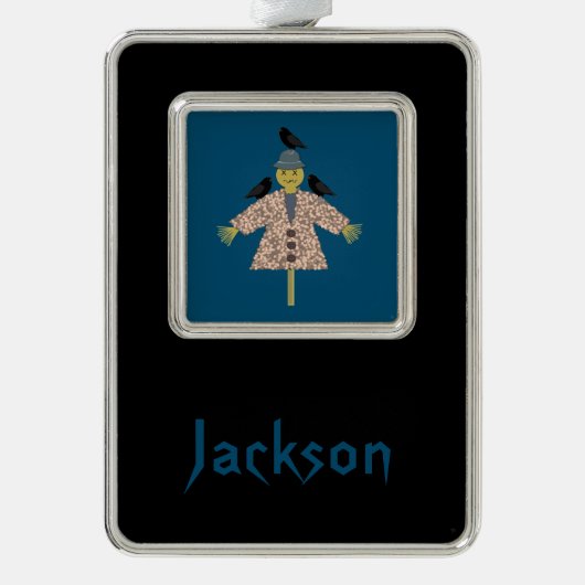 ハロウィーンストローかかしとラヴェンスカスタムズ シルバープレートフレームオーナメント (正面)