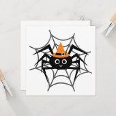 ハロウィーンスパイダーくもの巣Tシャツとギフト カード (正面/裏面インサイチュ)