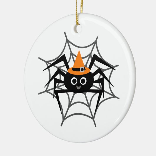 ハロウィーンスパイダーくもの巣Tシャツとギフト セラミックオーナメント (左)