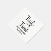 ハロウィーンスパイダーのトリックまたはトリート スタンダードカクテルナプキン (角)