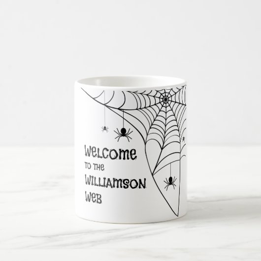ハロウィーンスパイダーウェブへようこそ コーヒーマグカップ (中央)