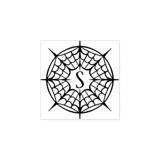 ハロウィーンスパイダーウェブデザイン&モノグラム ラバースタンプ (インプリント)