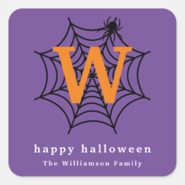 ハロウィーンスパイダーウェブトリックまたはトリートモノグラム スクエアシール