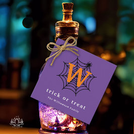 ハロウィーンスパイダーウェブトリックまたはトリートモノグラム フェイバータグ