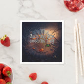 ハロウィーンスパイダーウェブトリックまたはトリート スタンダードカクテルナプキン (インサイチュ)