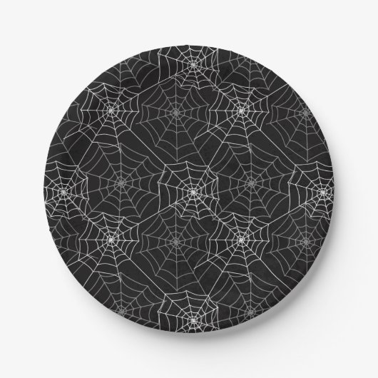 ハロウィーンスパイダーウェブパターン | ペーパープレート (正面)