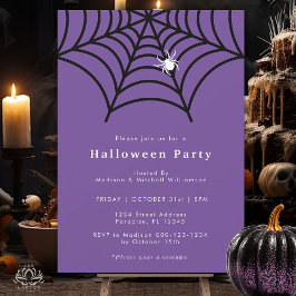 ハロウィーンスパイダーウェブ不気味パープモダンルパーティー 招待状
