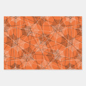 ハロウィーンスパイダーウェブ白黒オレンジギフト ラッピングペーパーシート (正面2)