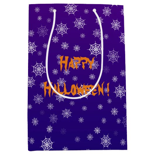 ハロウィーンスパイダーウェブ ミディアムペーパーバッグ (正面)