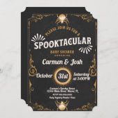 ハロウィーンスパイダーオーナメントベビーシャワー 招待状 (正面/裏面)
