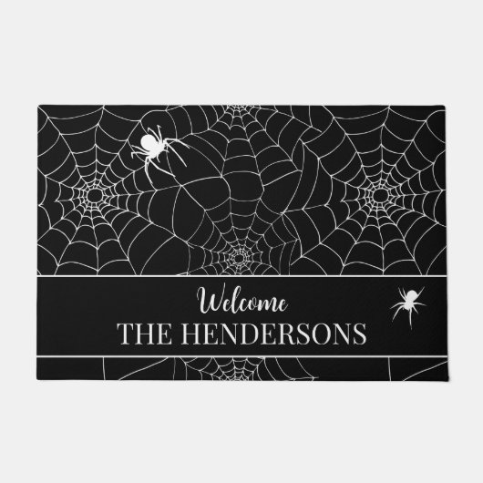 ハロウィーンスパイダーズくもの巣クモWebへようこそ ドアマット (正面)