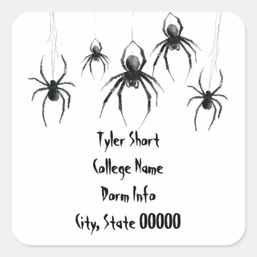 ハロウィーンスパイダーズ大学の学生の郵送ラベル スクエアシール (正面)