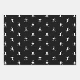 ハロウィーンスパイダーズ白黒クモ ラッピングペーパーシート