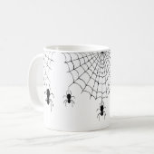 ハロウィーンスパイダーズ黒いクモ不気味ウェブ コーヒーマグカップ (正面左)