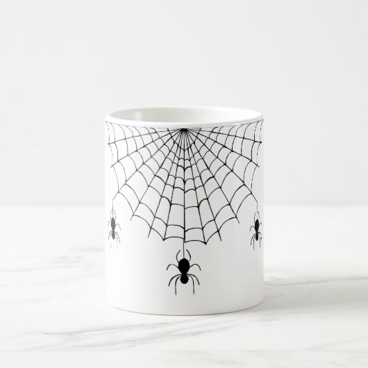 ハロウィーンスパイダーズ黒いクモ不気味ウェブ コーヒーマグカップ (中央)
