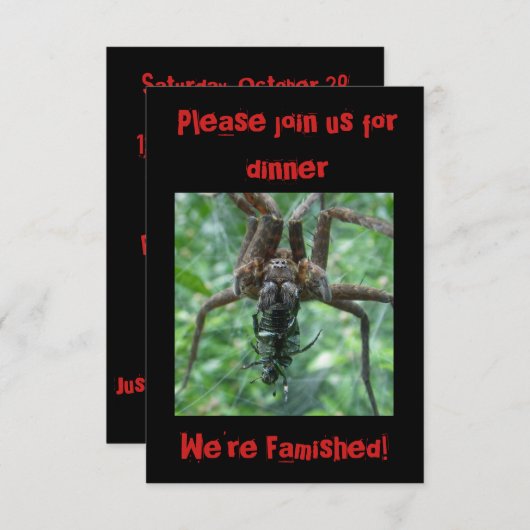 ハロウィーンスパイダーディナー招待状 招待状 (正面/裏面)
