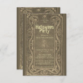 ハロウィーンスパイダーヘビスカルヴィンテージセピア不気味 招待状 (正面/裏面)