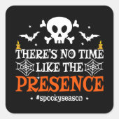 ハロウィーンスピリットスカルクロスボーンズ面白いハロウィーン スクエアシール (正面)