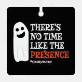 ハロウィーンスピリットハッピン幽霊面白いハロウィーン メタルオーナメント (正面)