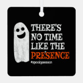 ハロウィーンスピリットハッピン幽霊面白いハロウィーン メタルオーナメント (裏面)