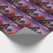ハロウィーンスフィンクス猫バンパイアパンプキンズ怖 ラッピングペーパー (角)
