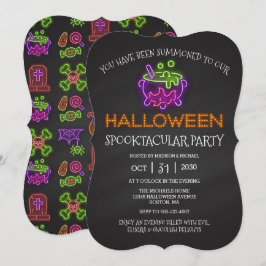 ハロウィーンスプオクタキュラパーティーネオンウィッチカルドロンI 招待状