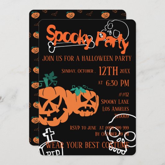 ハロウィーンスプキーパティ招待状 招待状 (正面/裏面)