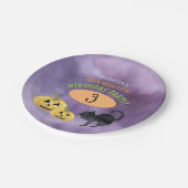 ハロウィーンスプロックの子どもの誕生日パーティー ペーパープレート (アングル)