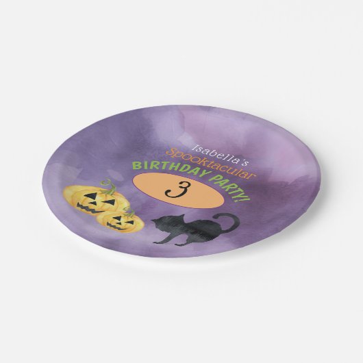 ハロウィーンスプロックの子どもの誕生日パーティー ペーパープレート (アングル)