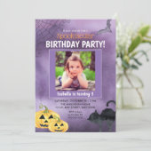 ハロウィーンスプークの写真誕生日パーティー 招待状 (スタンド正面)