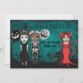 ハロウィーンスプークの女の子とグールズナイトアウト 招待状 (正面)