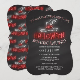 ハロウィーンスプークタキュラネオンウィッチハットパーティー 招待状