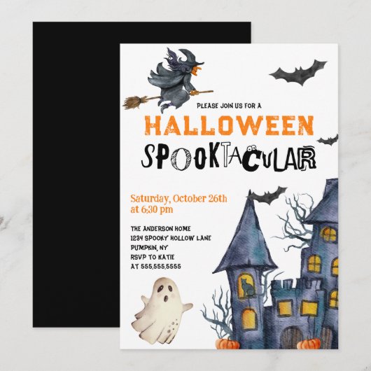 ハロウィーンスポオクタキュラーパーティの招待状 招待状 (正面/裏面)