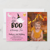 ハロウィーンスポオクタキュラーピンク幽霊誕生日 招待状 (正面)